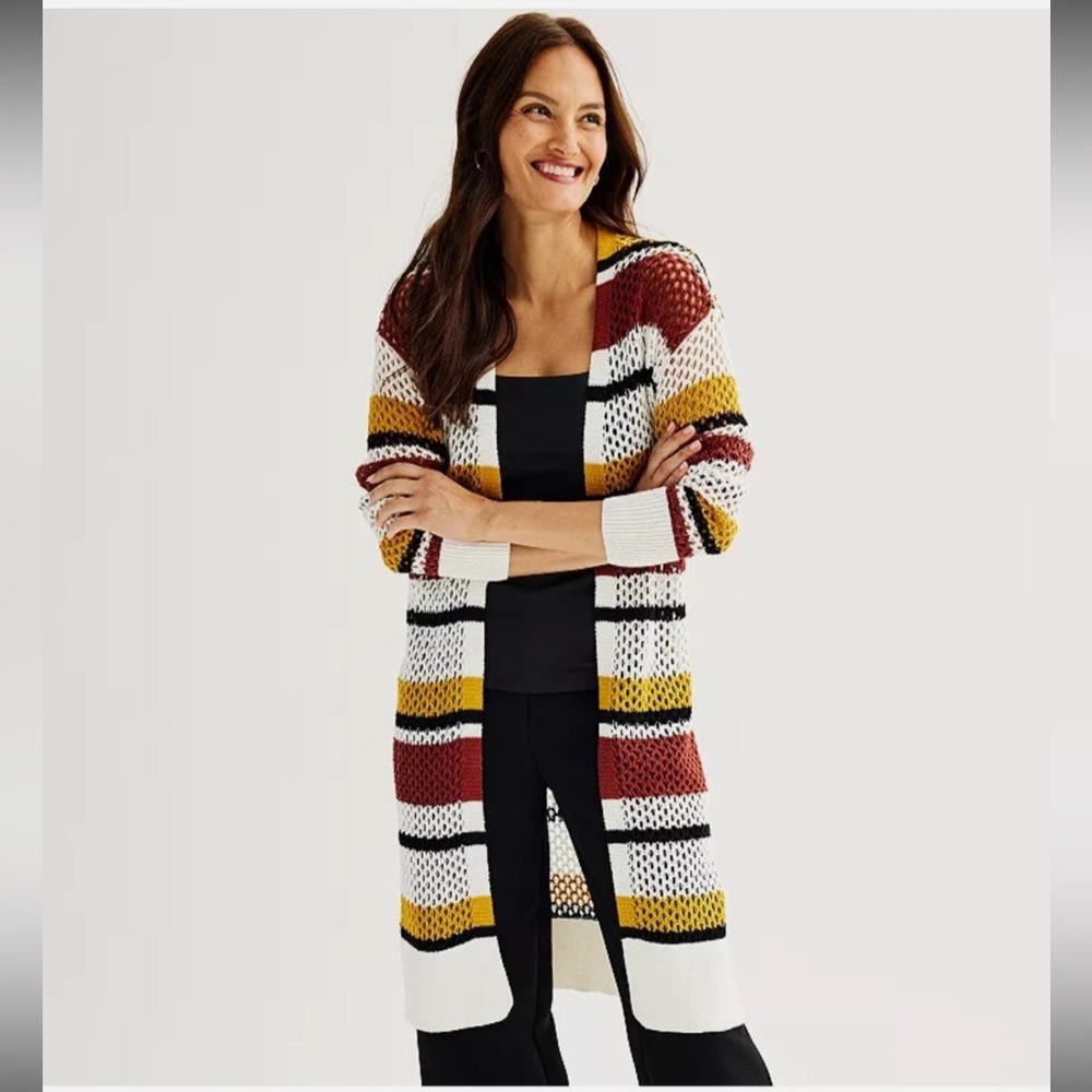NWT Nine West Women's Crochet Duster Cardigan Sweater XL